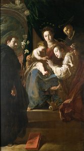 Matrimonio místico de Santa Catalina y el Niño Jesús con Pedro el Mártir de Domenico Fetti or Feti